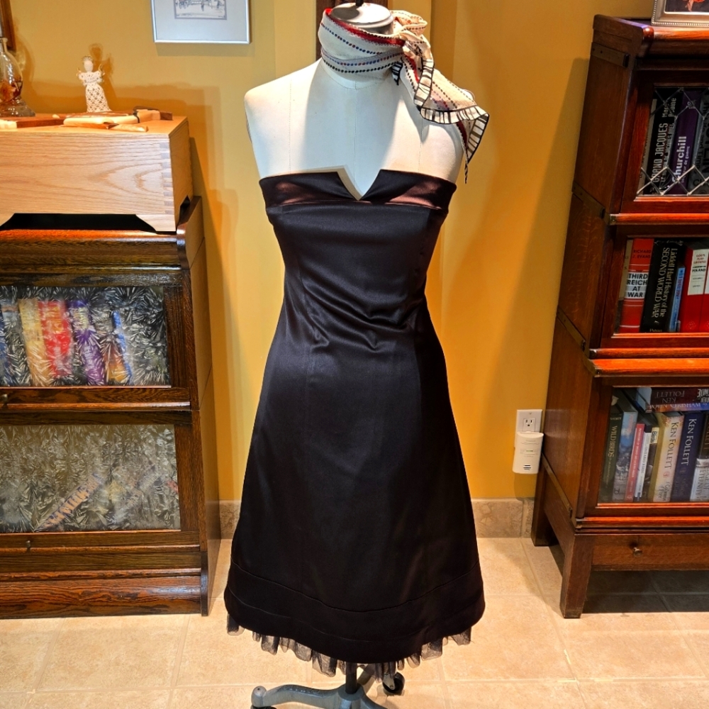 RW & CO. Elegant Brown Strapless Satine Cocktail Dress, Prom, Quinceanera, Party